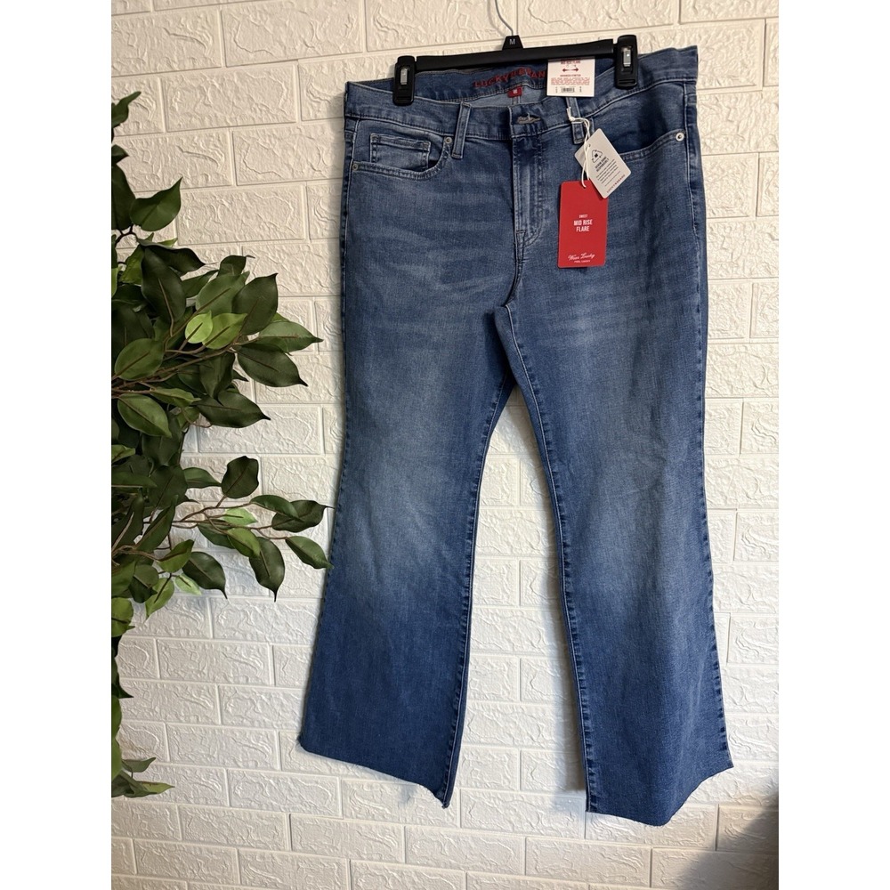 Lucky Brand Sweet Mid Rise Flare Jeans Womens 14/32 R Blue Medium Wash Ankle